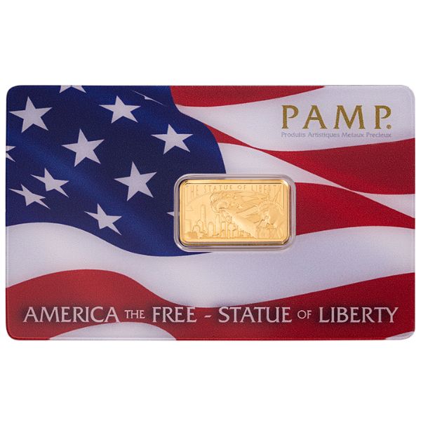 PAMP America the Free – Statue of Liberty 5 gram Gold Bar (New in Assay)