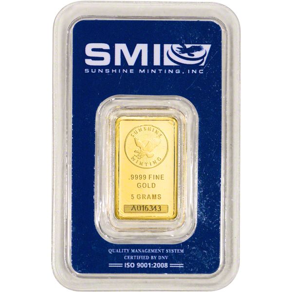 Sunshine Mint 5 gram Gold Bar (New in Assay)