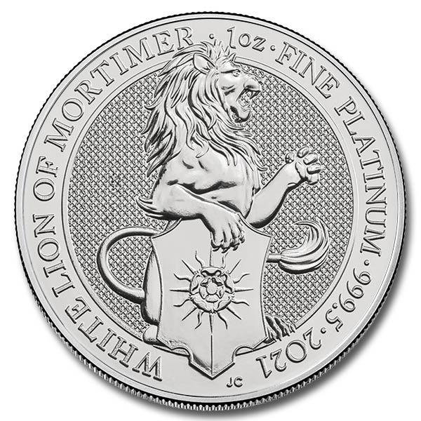 2021 1 oz British Queen’s Beast White Lion Platinum Coin (BU)