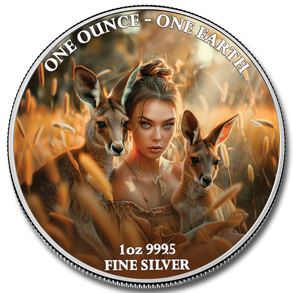 2022 1 oz Fiji Continents Australia Colorized Silver Coin