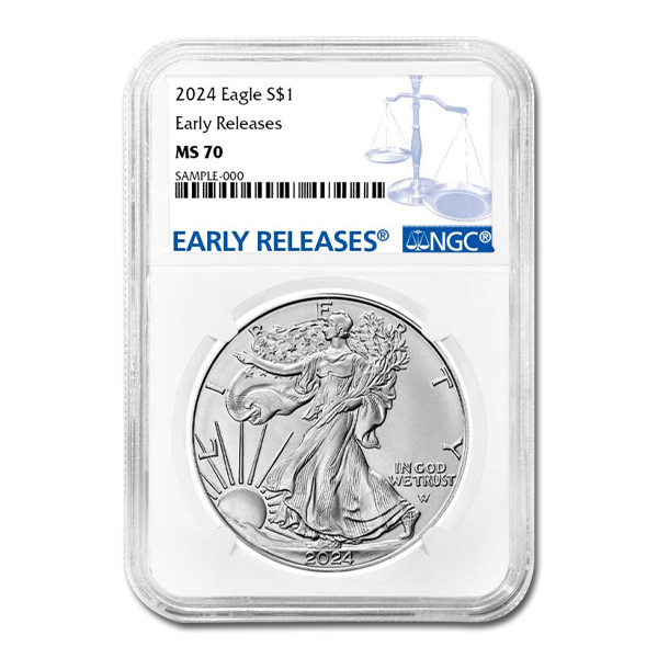 2024 American Silver Eagle – NGC MS70 Early Releases Blue Label