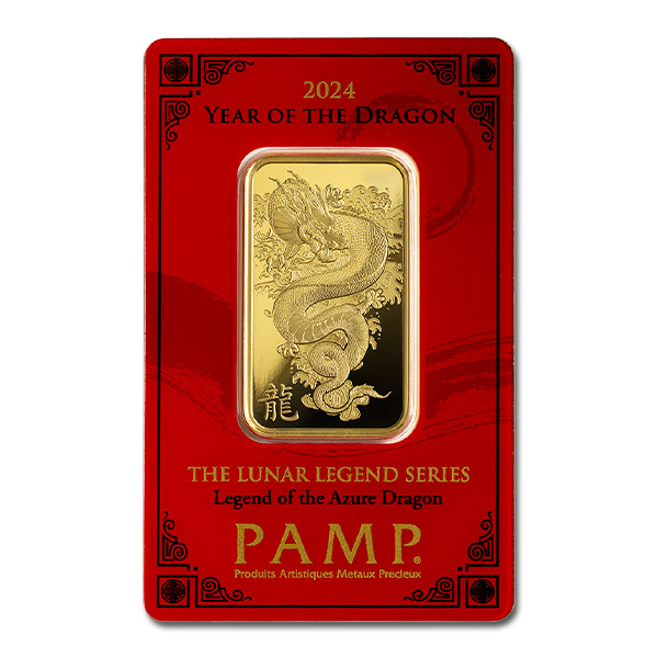 PAMP Suisse 1 oz Legend of the Azure Dragon Gold Bar (New in Assay)