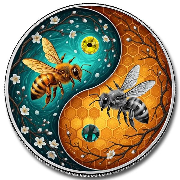 2026 Ultimate Honeybees 1 oz Bi-Metal Colorized Copper Round with Crystals (New in TEP)